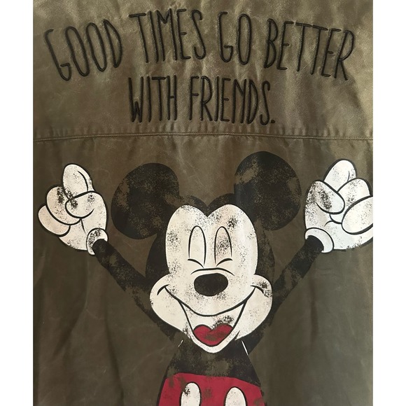 Disney Apparel X MOUSSY Mickey Mouse Embroidered Button Front Shirt Size F OS - Picture 3 of 5